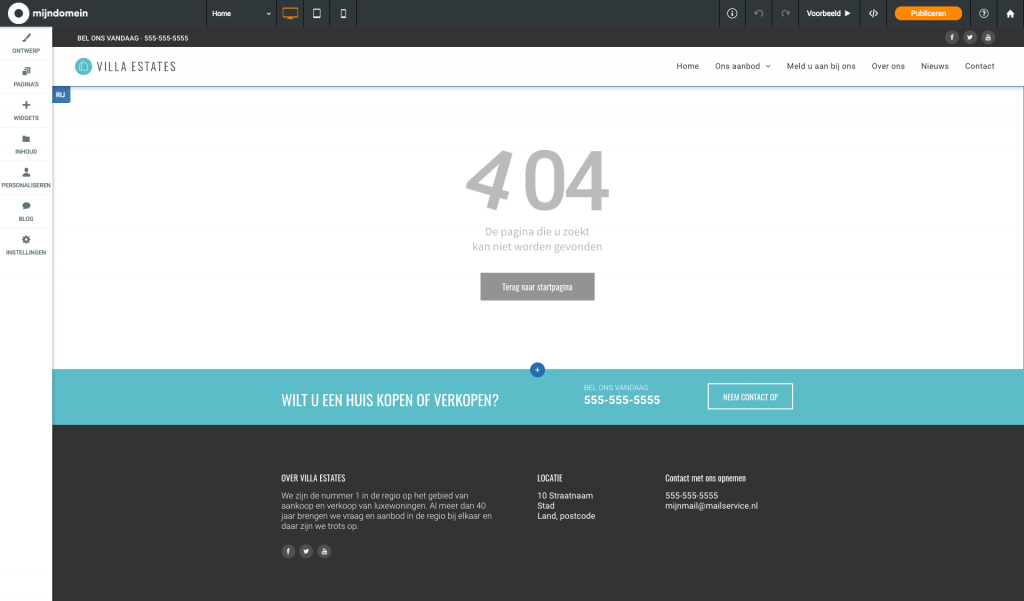 Websitemaker 404 pagina aanpassen