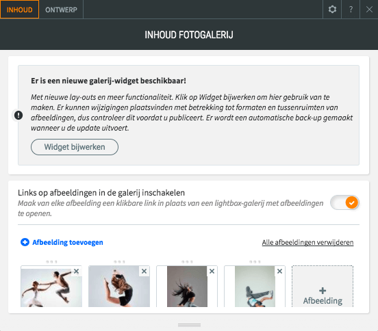 Websitemaker Fotogalerij widget bijwerken