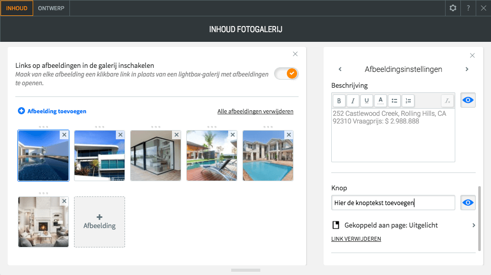 Websitemaker knop toevoegen aan afbeelding