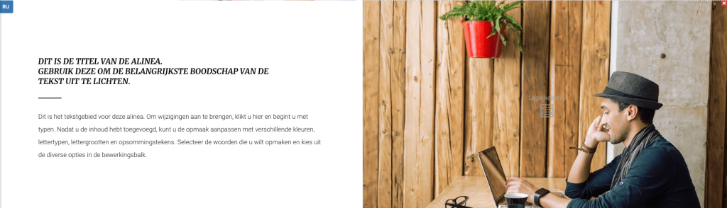 Websitemaker nieuwe sectie tekstvak