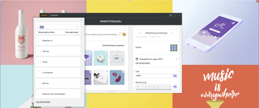 Websitemaker Link bel ons knop op afbeelding