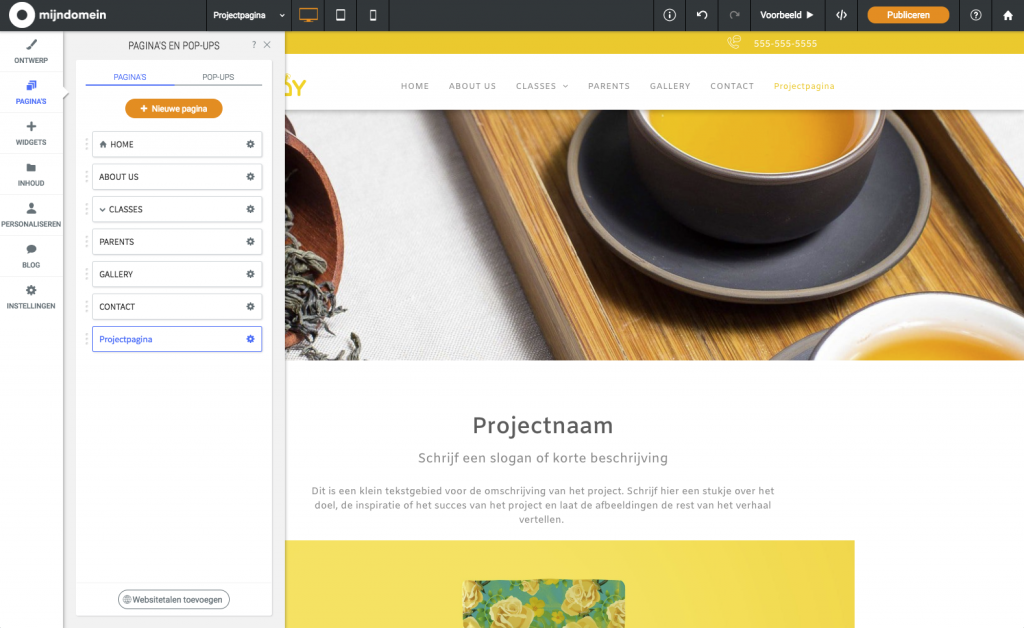 Websitemaker landingspagina's vernieuwd projectpagina