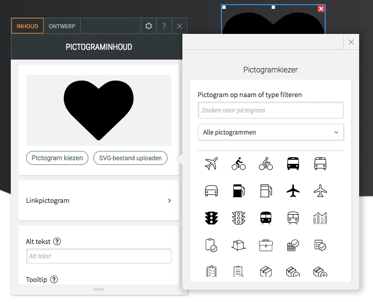 Websitemaker nieuwe pictogrammen