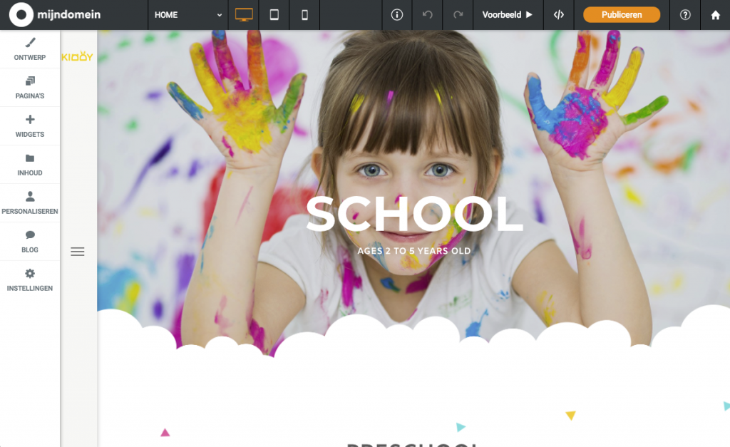 Websitemaker zijbalk hamburgermenu